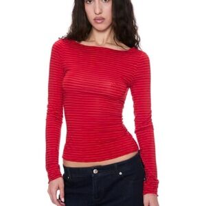 Miaou Amelia Red Stripe Long Sleeve Top